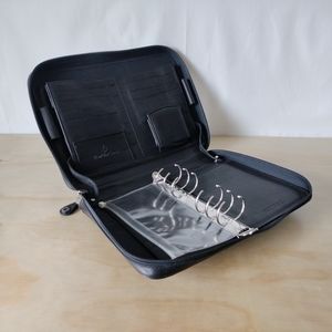 Franklin Covey Black Nappa Leather Compact Size 6 Ring Planner Binder